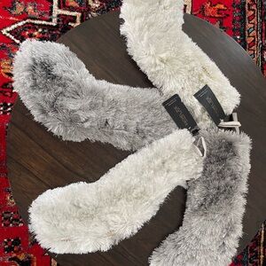 Rachel Zoe Gray and White Faux Fur Stockings